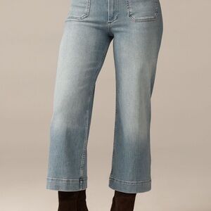 Mauve Light Blue Flare Crop Women's Jeans